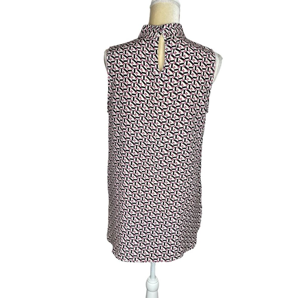 TYLER BOË Sleeveless Silk Geo Print Tank‎ Size Medium Pink Black - Picture 5 of 11